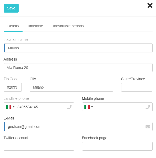 Appointments for company locations