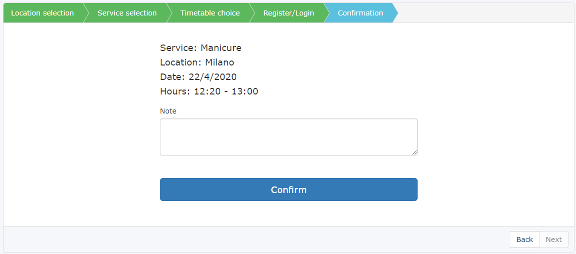 confirmation du rendez-vous en ligne