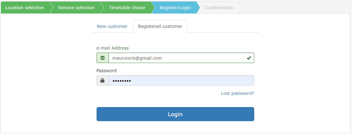 connexion au portail de réservation en ligne
