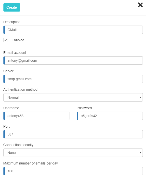 Email sending server for marketing emails