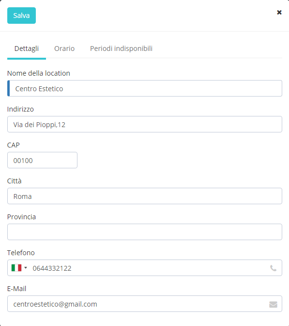 Appuntamenti per le locations dell'azienda