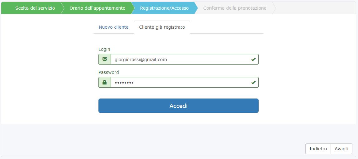 Accesso al portale delle prenotazioni online