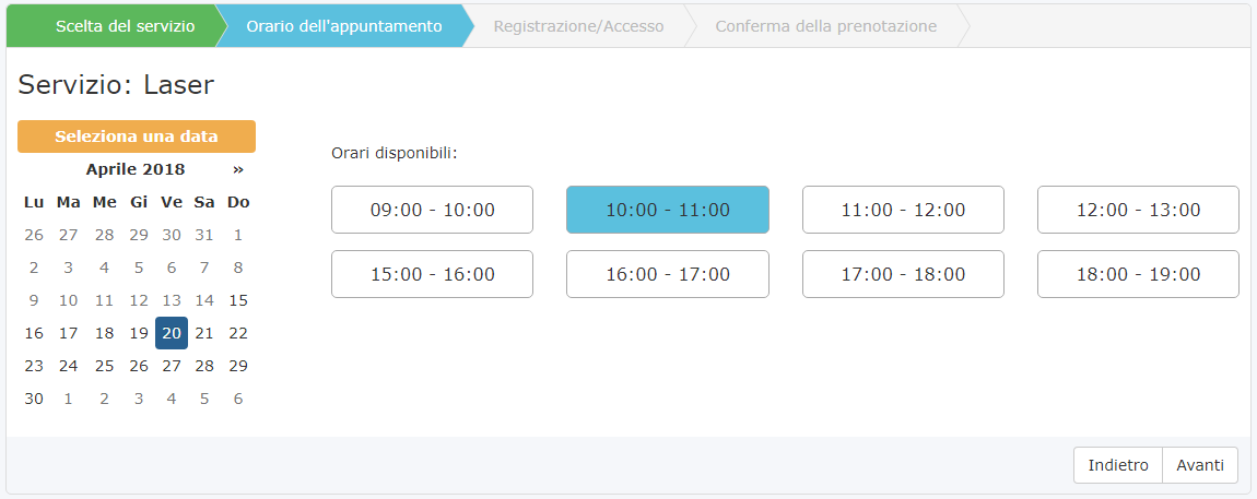 Orario prenotazioni online